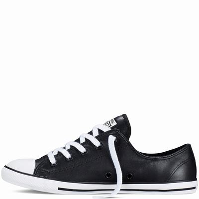 Converse Chuck Taylor All Star Dainty Leather Low Tops Womens - Black Shoes (863CNHZK)